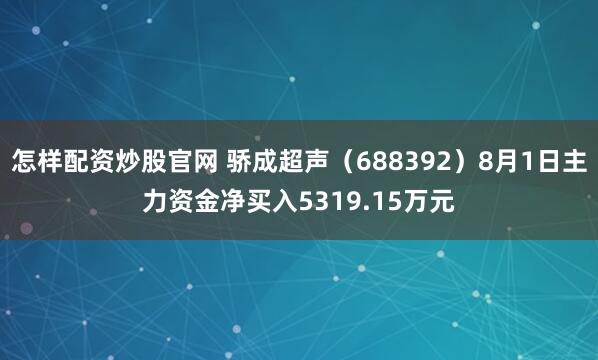 怎样配资炒股官网 骄成超声（688392）8月1日主力资金净买入5319.15万元