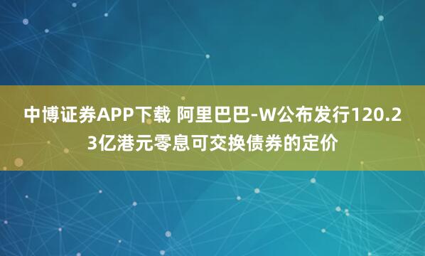 中博证券APP下载 阿里巴巴-W公布发行120.23亿港元零息可交换债券的定价