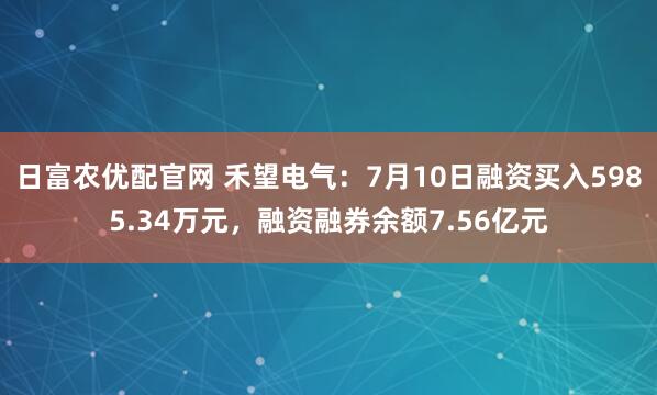 日富农优配官网 禾望电气：7月10日融资买入5985.34万元，融资融券余额7.56亿元