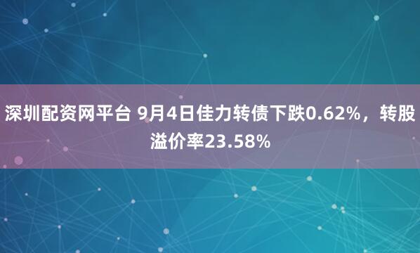 深圳配资网平台 9月4日佳力转债下跌0.62%，转股溢价率23.58%